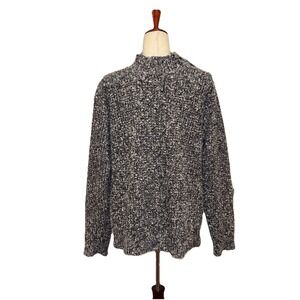 PETER MILLAR CROWN LAMBSWOOL CASHMERE KNIT BUTTON MOCKNECK SWEATER MARLED SZ XL